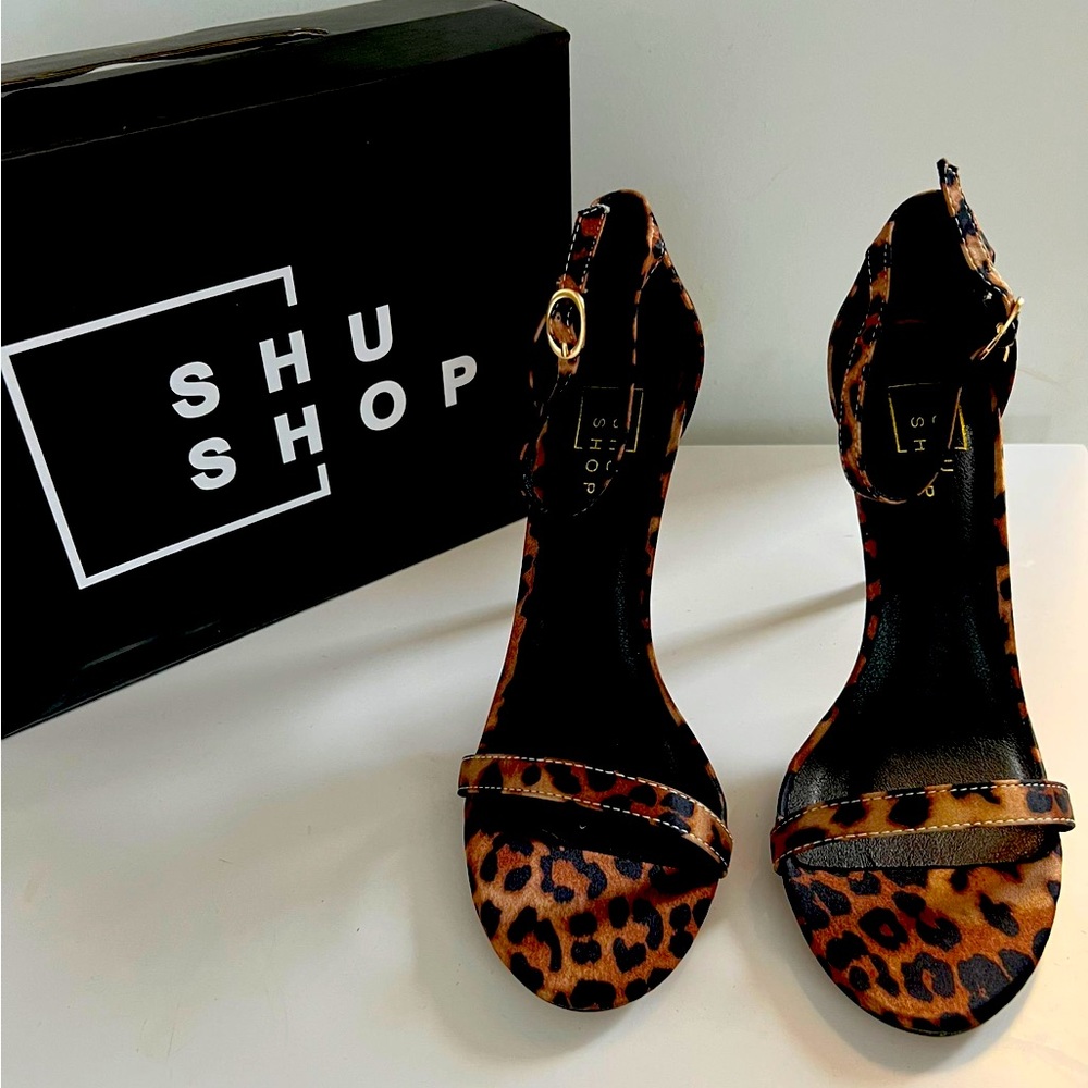 ShuShop Leopard Satin heels